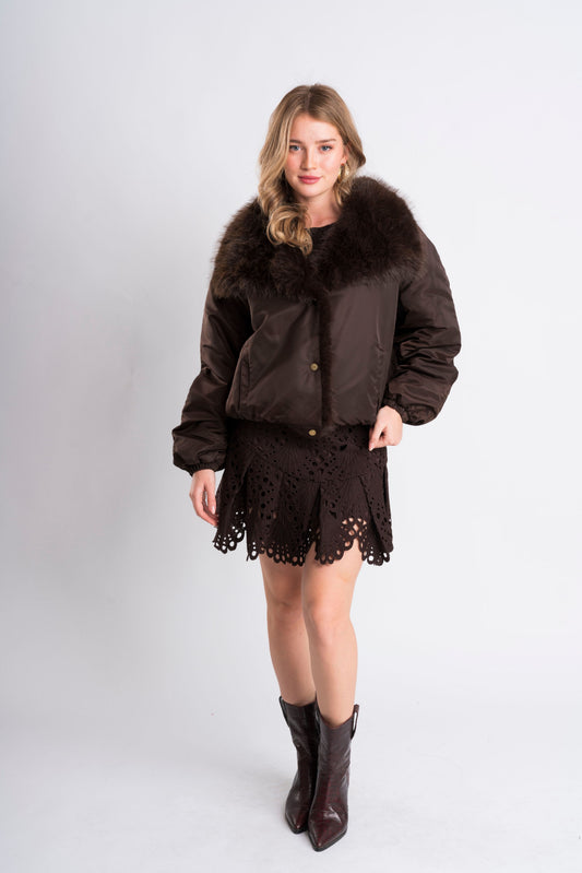 Faux Fur Collar Puffer Jacket