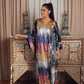 A dazzling kaftan adorned with multicolored sequin