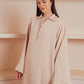 Linen Blend Collared Maxi Dress.