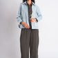 Light Blue Tweed-Trimmed Jacket