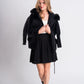 Black Fur-Trim Hooded Knit Jacket