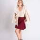 Fur-Trim Hooded Knit Jacket