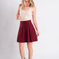 Burgundy Pleated Knit Mini Skirt