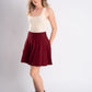 Burgundy Pleated Knit Mini Skirt