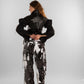 Leather Top with Black Puffy Sleeves