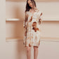 Marble-print kaftan dress.
