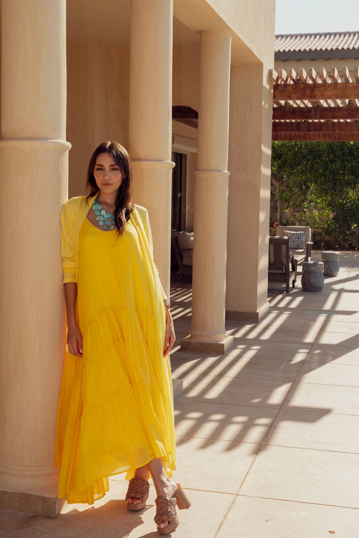 Golden Glow Layered Dress.