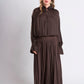 Brown Pleated Maxi Skirt