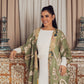 A chic olive green open-front kaftan