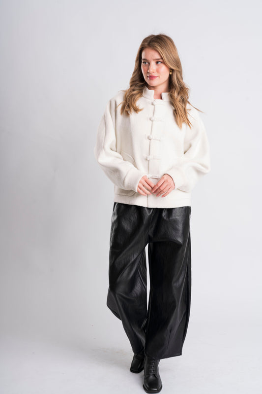 Off-White Toggle-Front Fleece Jacket