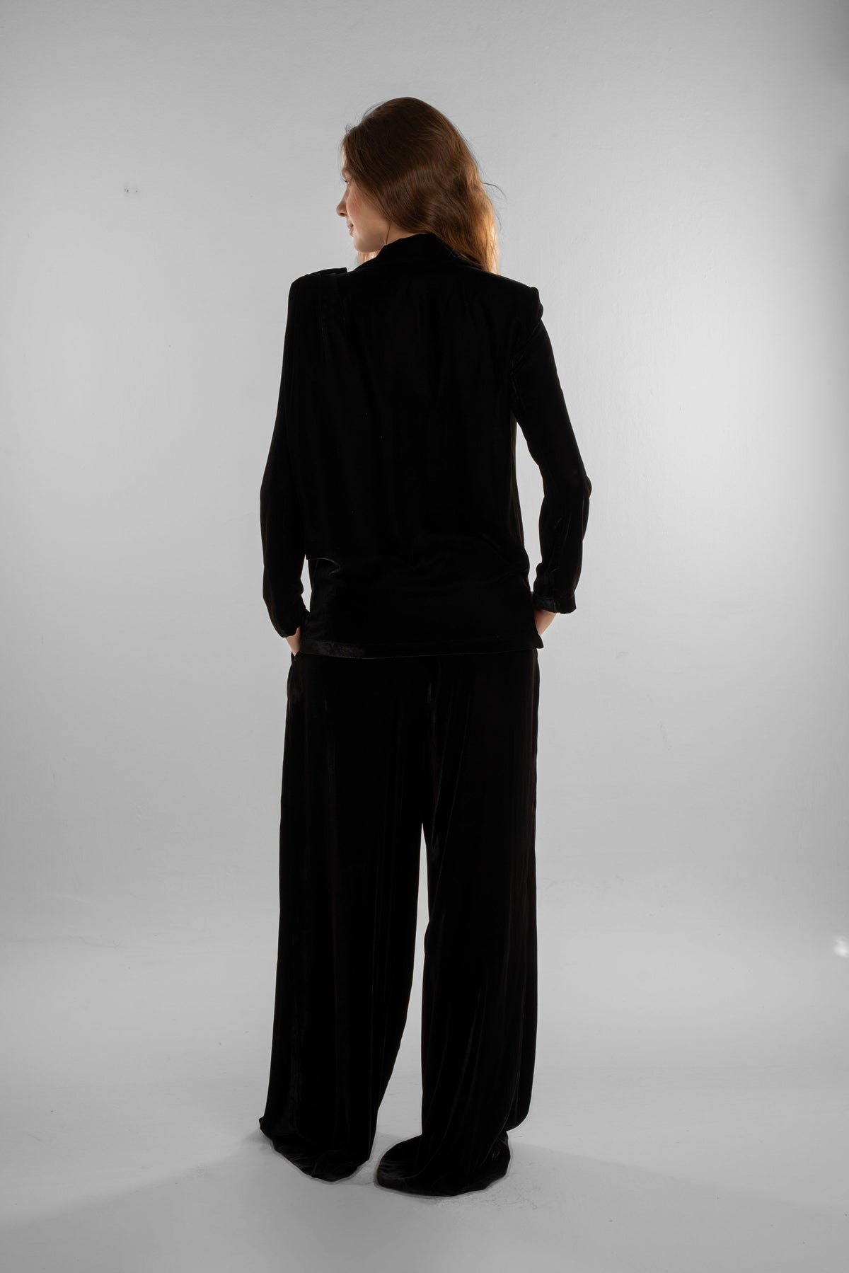 Black Velvet Wide-Leg Pants