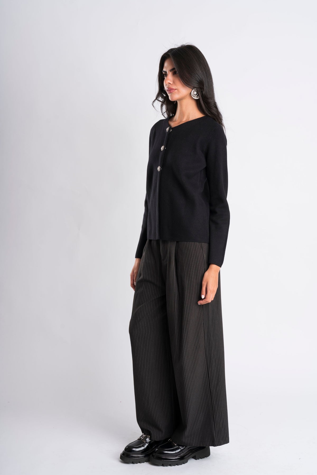 Round-Neck Embellished Knit Top