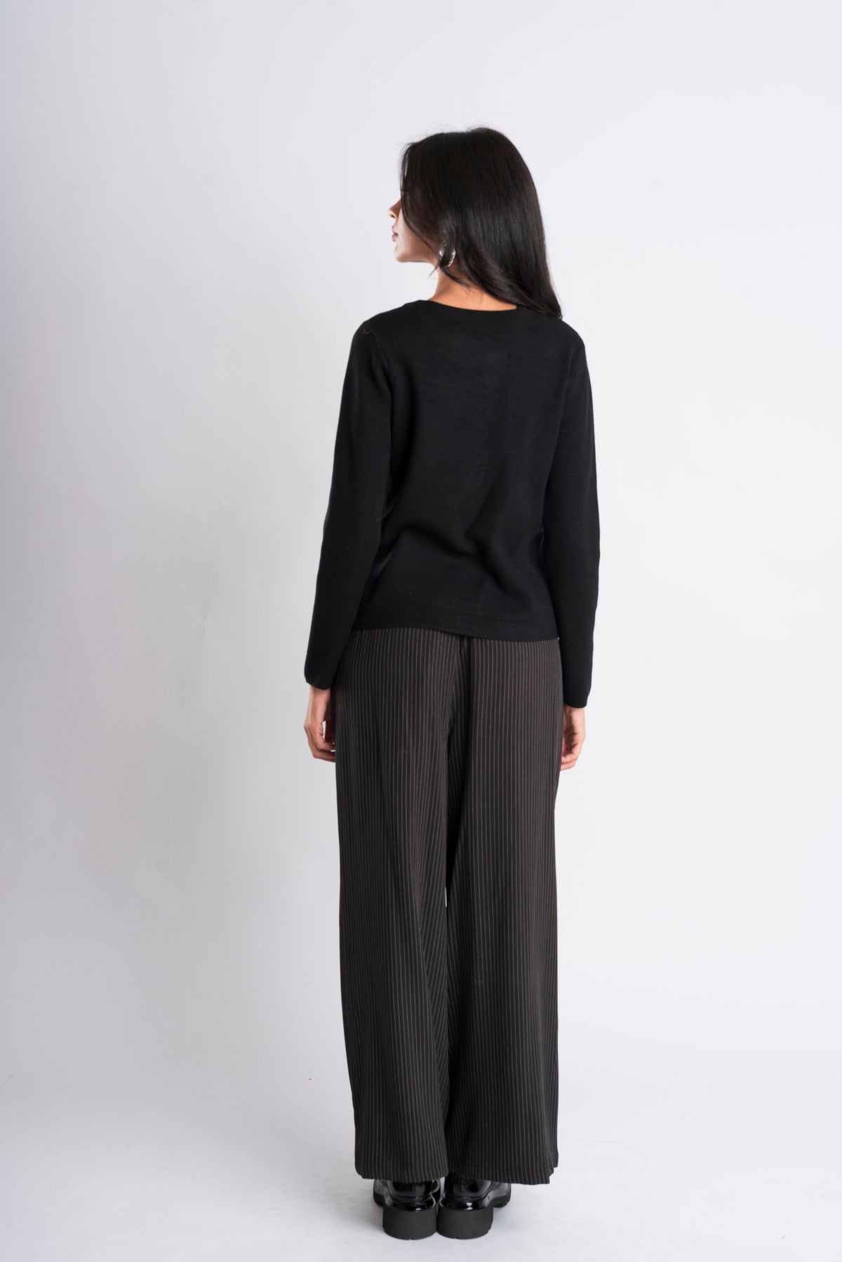 Round-Neck Embellished Knit Top