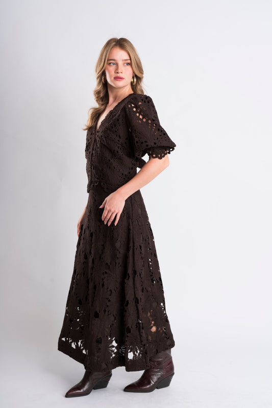 Broderie Anglaise A-Line Skirt