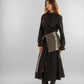 Black Long Dress with Olive Waist Belt