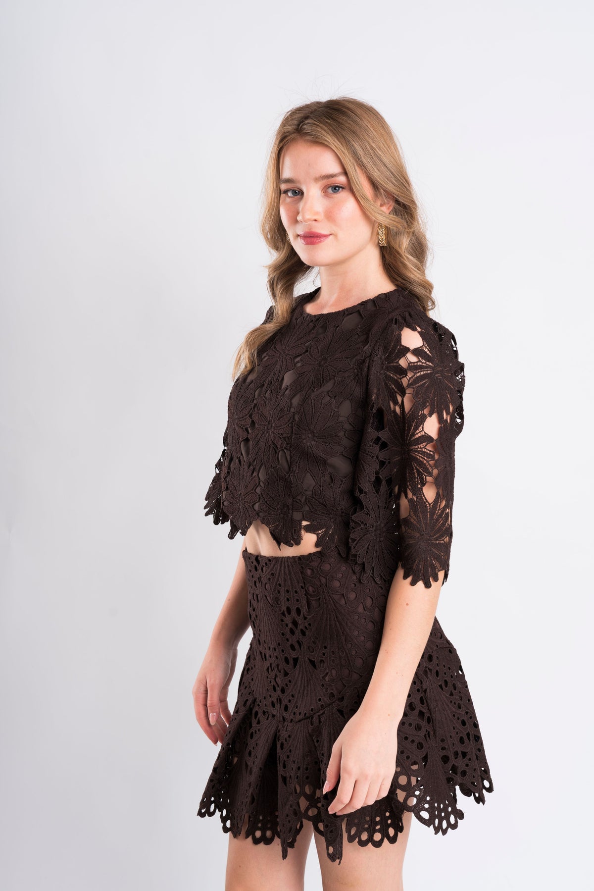High-Waisted Broderie Skirt